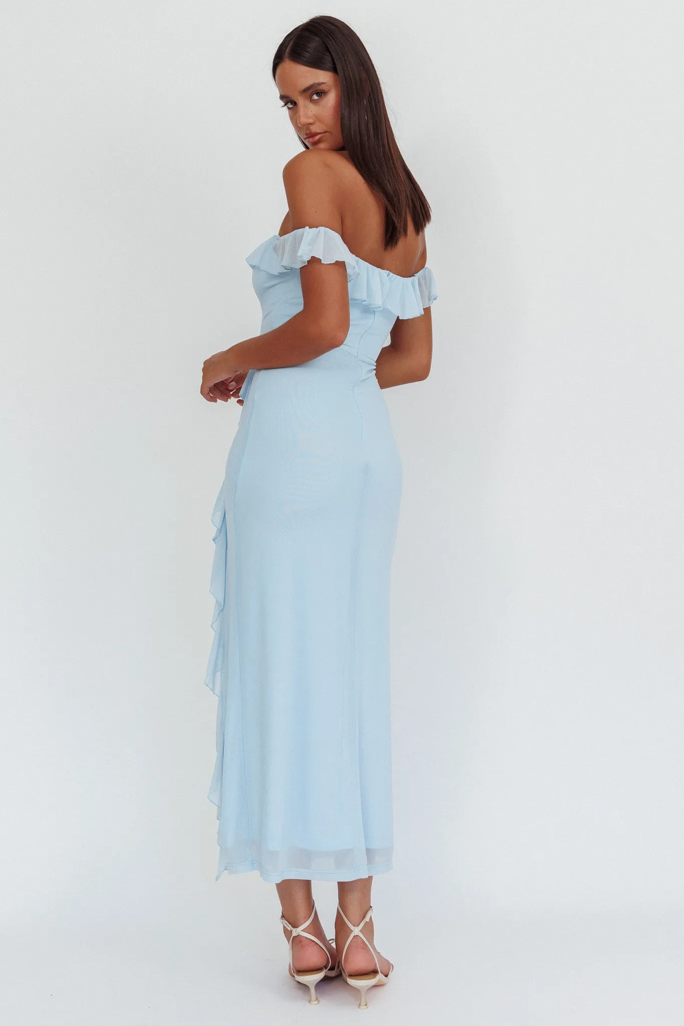 Flamenco Off-Shoulder Ruffle Maxi Dress Blue sold by Selfie Leslie product image thumbnail 2