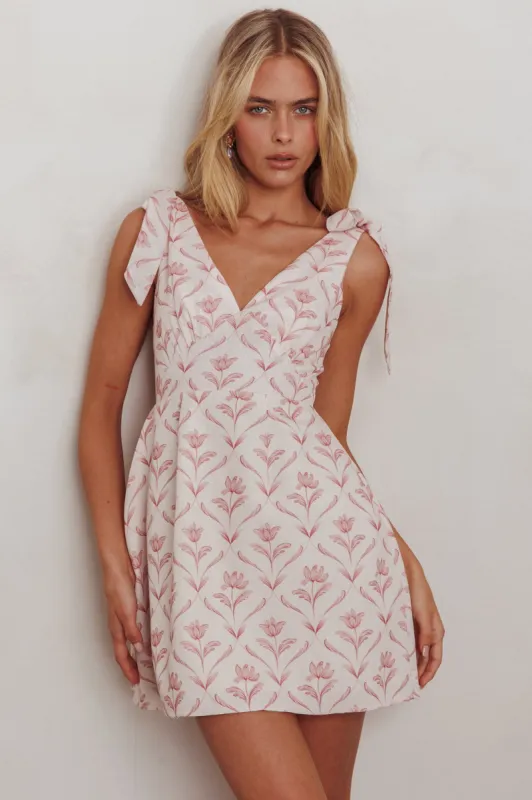 Glam Up Tied Shoulder Mini Dress Beige sold by Selfie Leslie