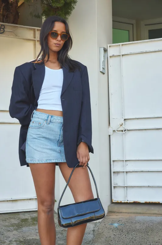DR DENIM Ziggy Mid Skirt Light Blue sold by Selfie Leslie