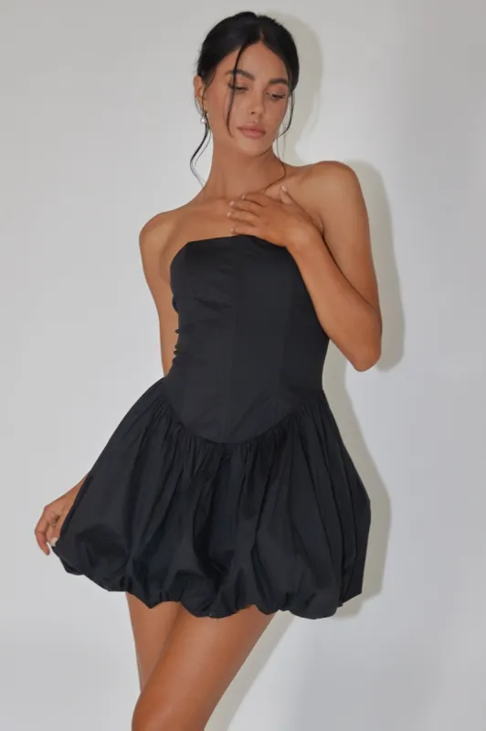 Monti Strapless Bubble Hem Mini Dress Black sold by Selfie Leslie