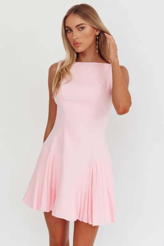 Opulent Accordion Pleat Mini Dress Pink sold by Selfie Leslie