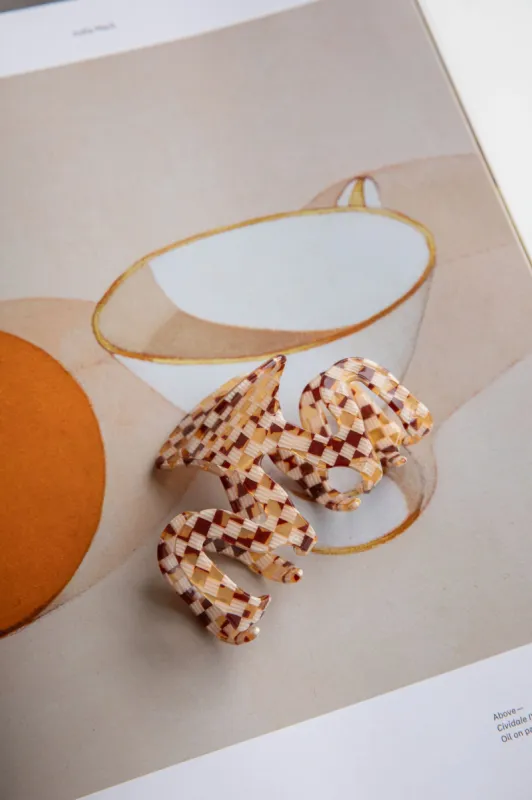 Harley Checkered Hair Clip Brown sold by Selfie Leslie