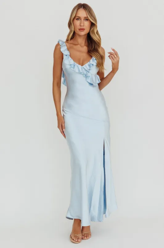 Alba Frill Trim Maxi Dress Blue sold by Selfie Leslie