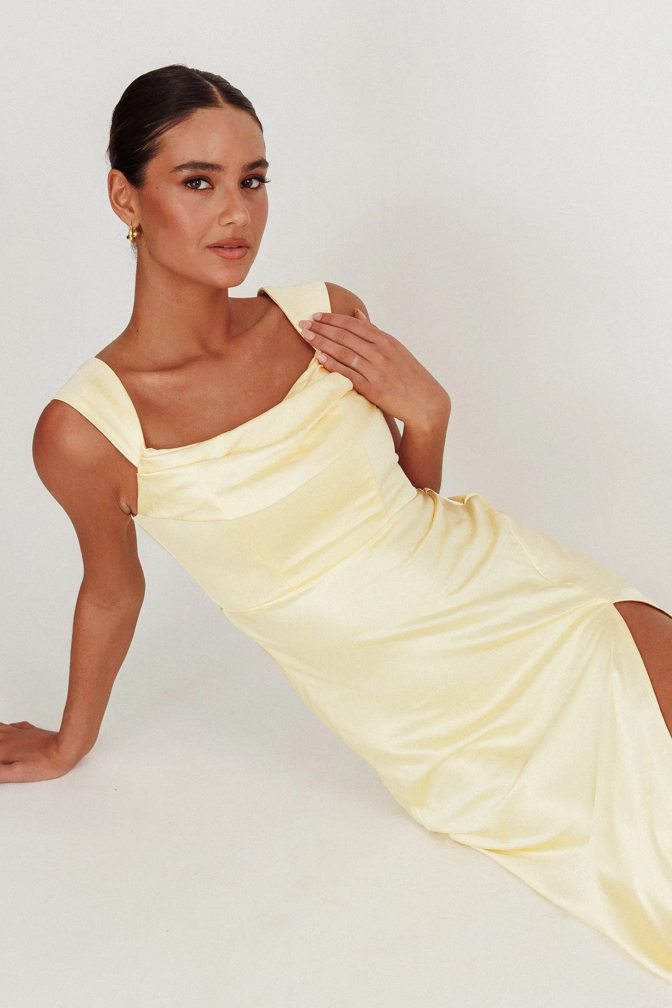 Lucinda Off-Shoulder V-Back Dress Butter sold by Selfie Leslie product image thumbnail 2