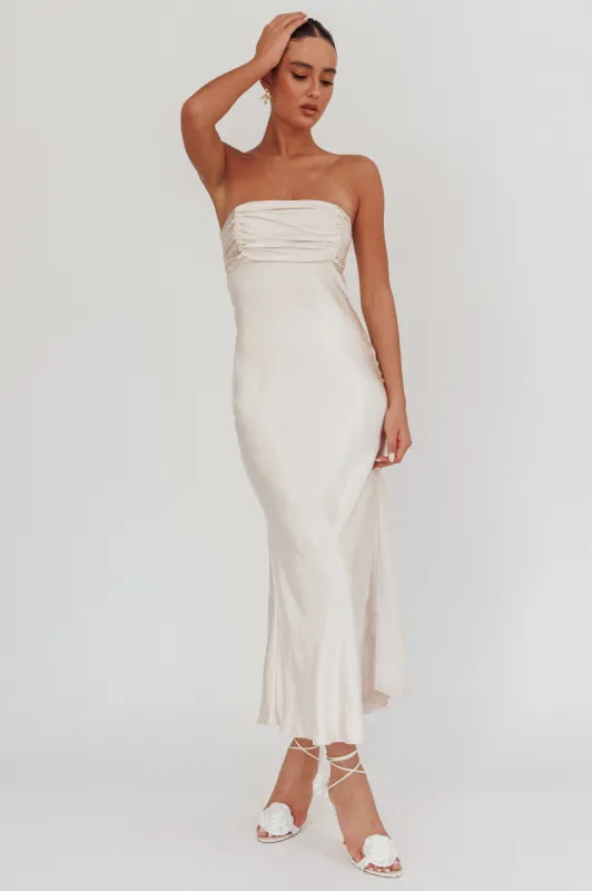 Moon Song Strapless Laced Back Dress Champagne sold by Selfie Leslie