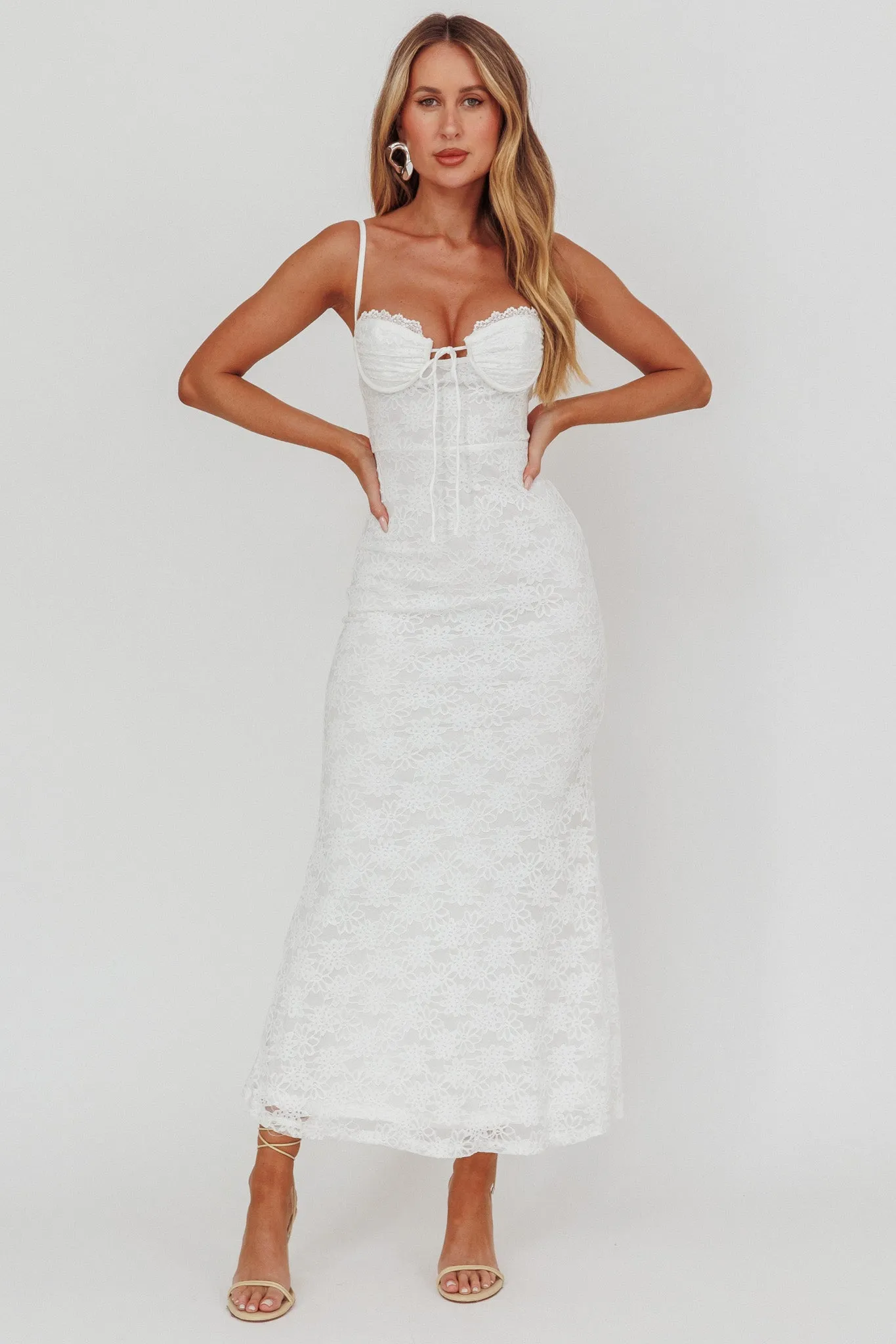 Passione Tied Bust Lace Maxi Dress White sold by Selfie Leslie product image thumbnail 5