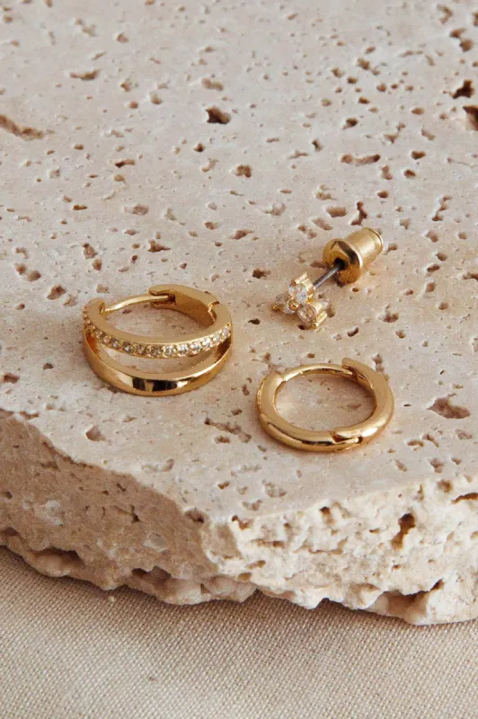 Sedona Crystal Accent Earrings Set Gold sold by Selfie Leslie