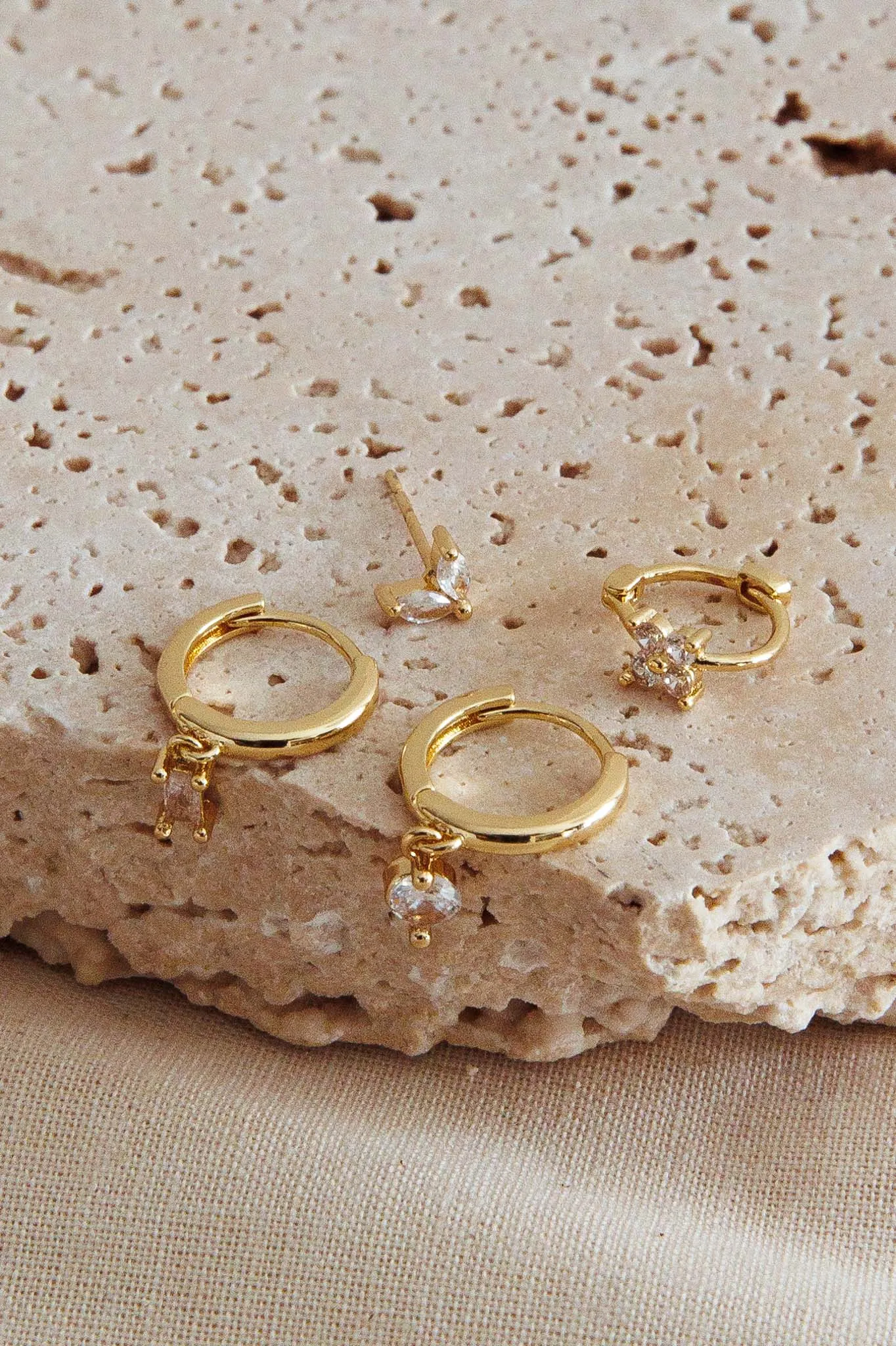 Treasures Crystal Accent Earrings Set Gold sold by Selfie Leslie