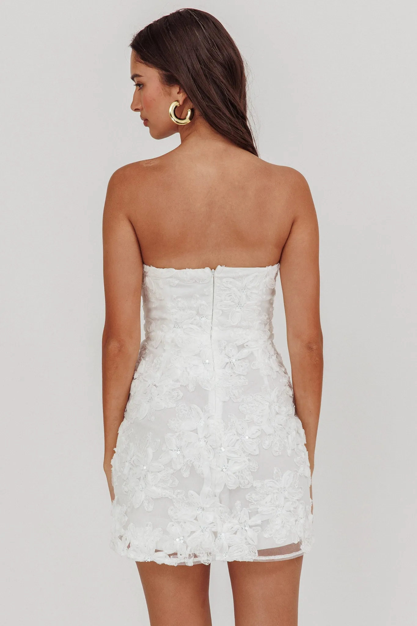 In Paris Embellished Flower Mini Dress White sold by Selfie Leslie product image thumbnail 2