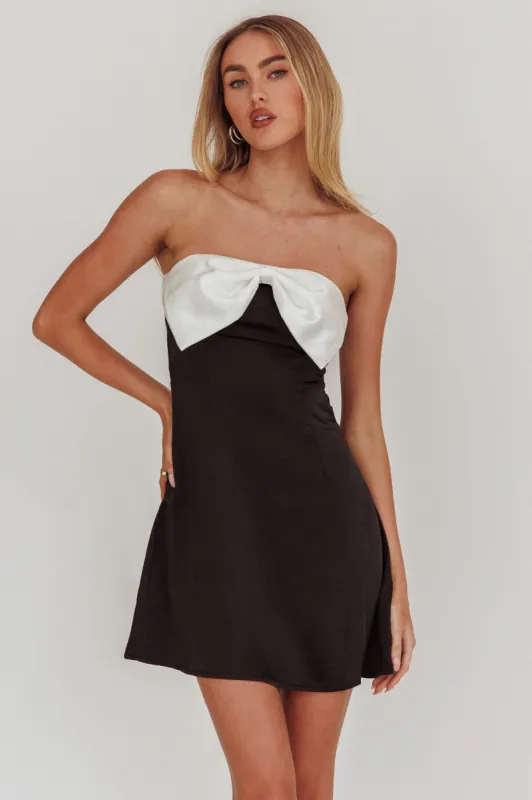 Sandi Bow Bust Mini Dress Black sold by Selfie Leslie