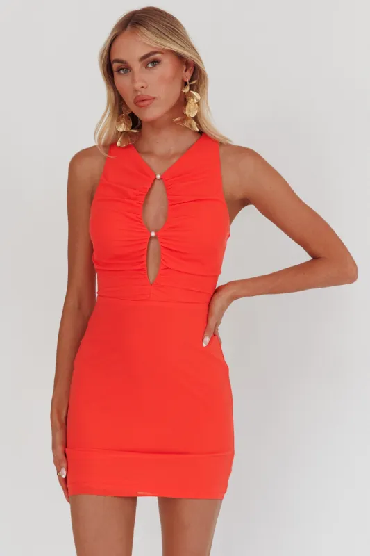 Piece Of Heaven Sleeveless Keyhole Mesh Mini Dress Red sold by Selfie Leslie