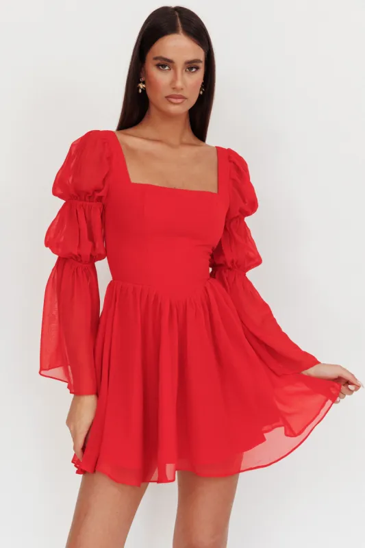 Miya Long Sleeve Mini Dress Red sold by Selfie Leslie