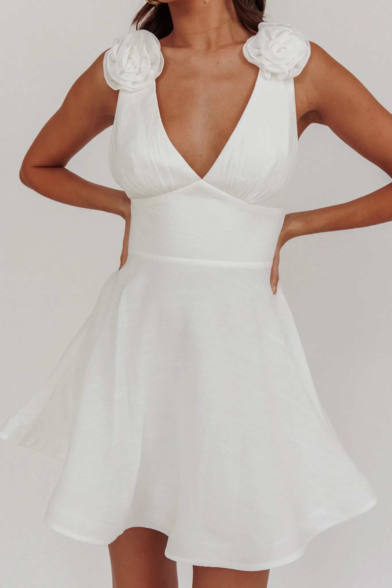 Kalinda Detachable Rose Mini Dress White sold by Selfie Leslie product image thumbnail 3