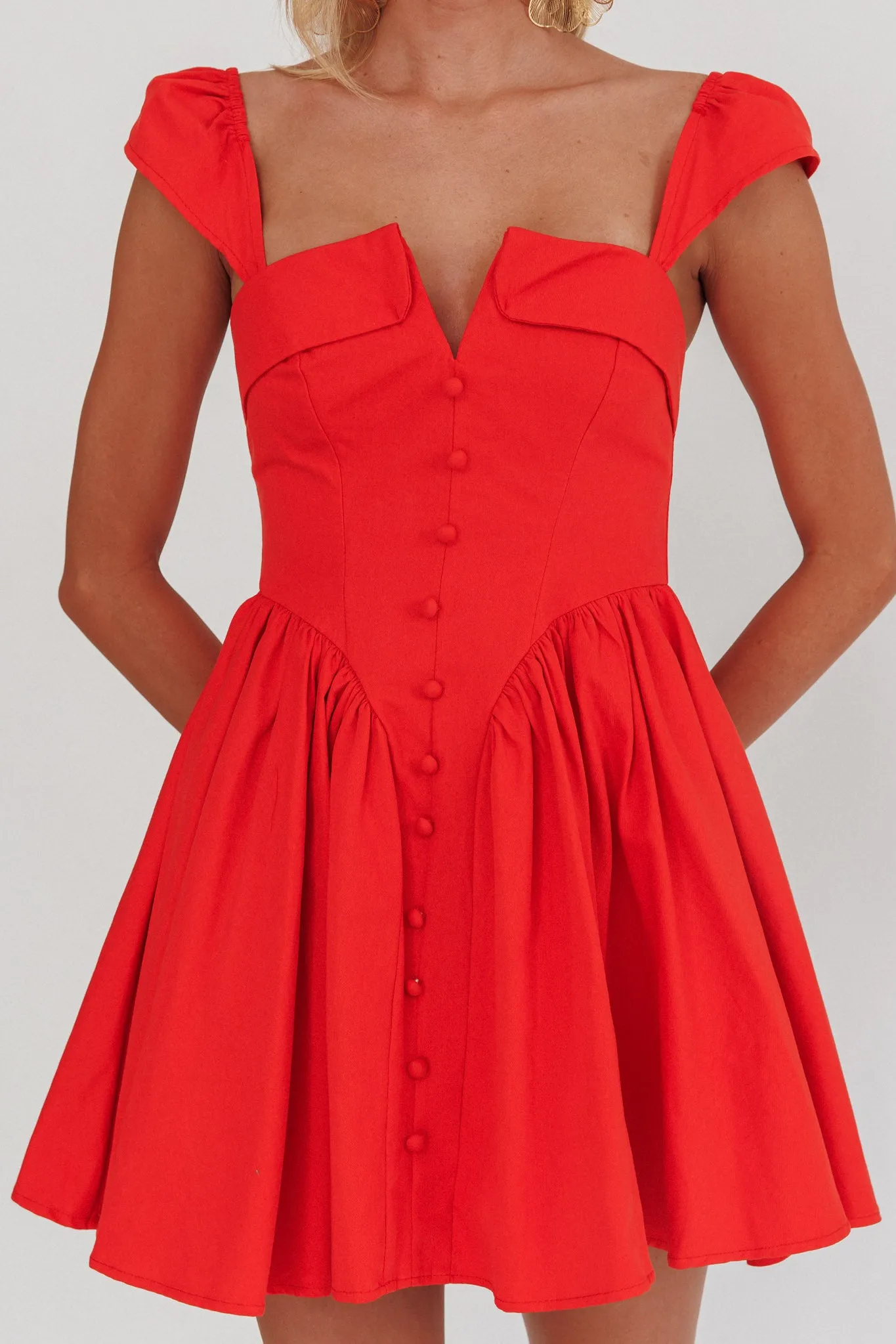 Morning Meadows Button Front Mini Dress Red sold by Selfie Leslie product image thumbnail 3
