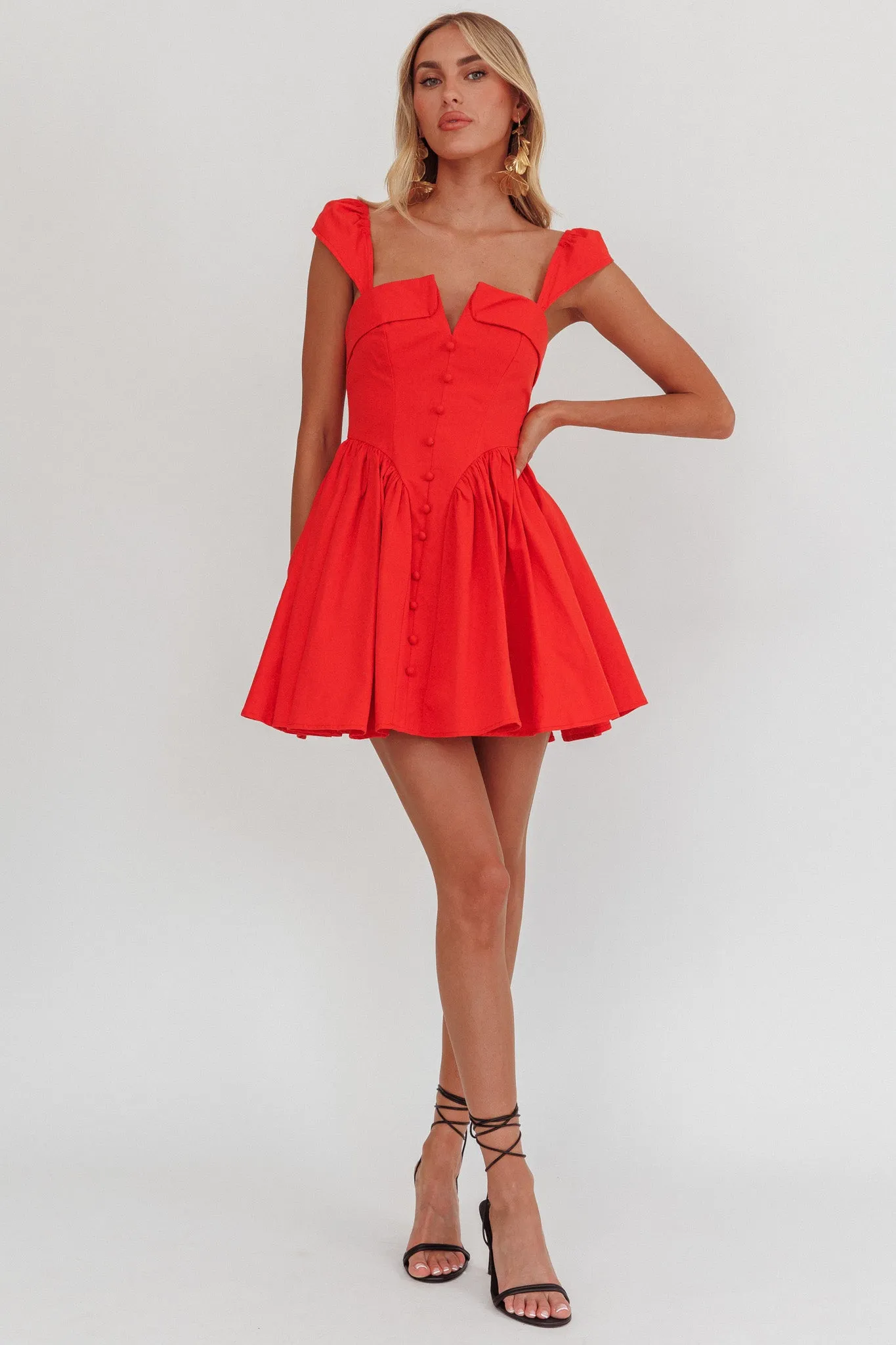 Morning Meadows Button Front Mini Dress Red sold by Selfie Leslie product image thumbnail 4