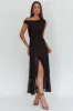 Moonlit Magic Asymmetric Neckline Maxi Dress Black sold by Selfie Leslie