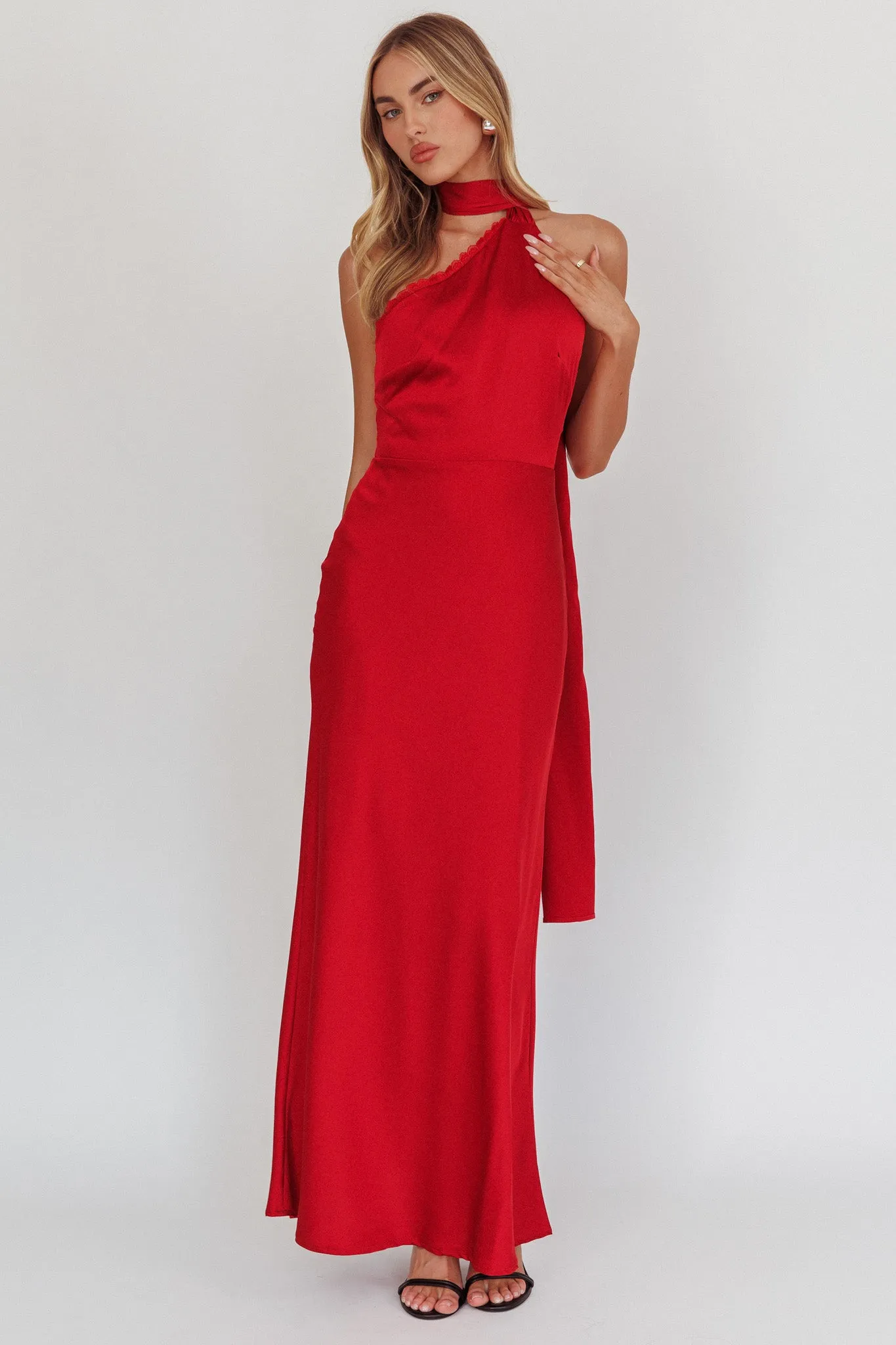 Adora One-Shoulder Maxi Dress Red sold by Selfie Leslie product image thumbnail 4