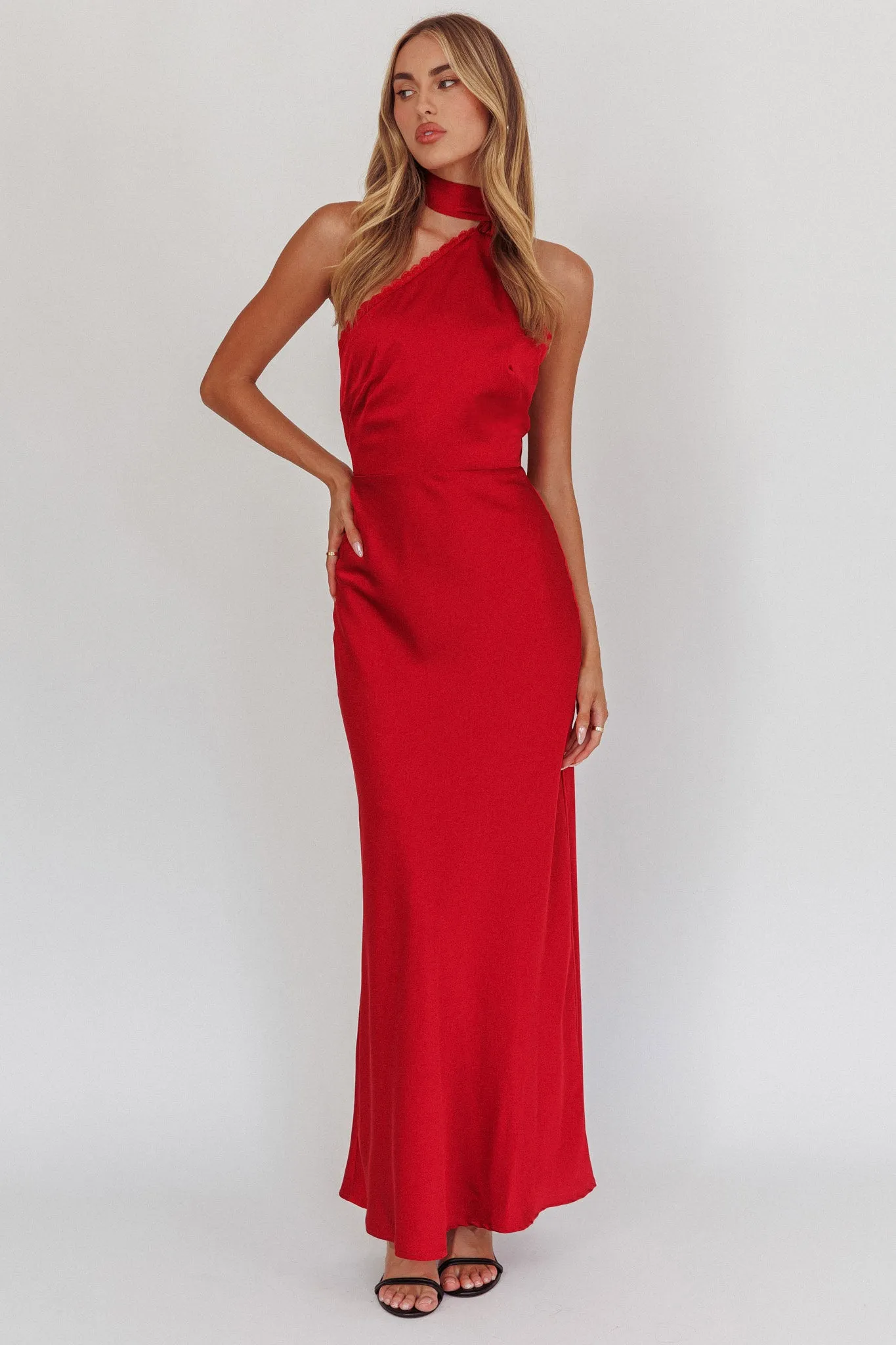 Adora One-Shoulder Maxi Dress Red sold by Selfie Leslie product image thumbnail 5
