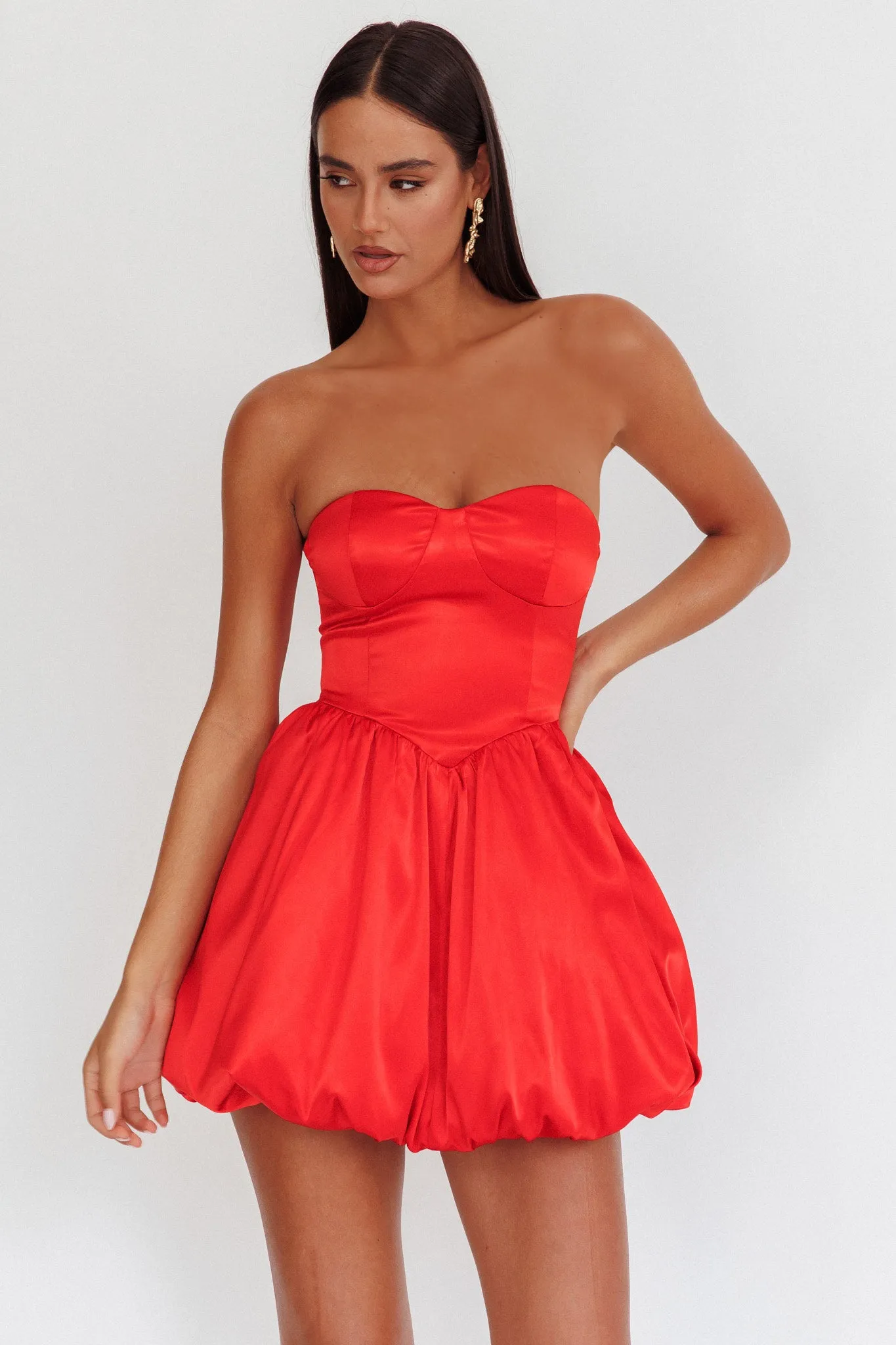 For Love Strapless Balloon Skirt Mini Dress Red sold by Selfie Leslie