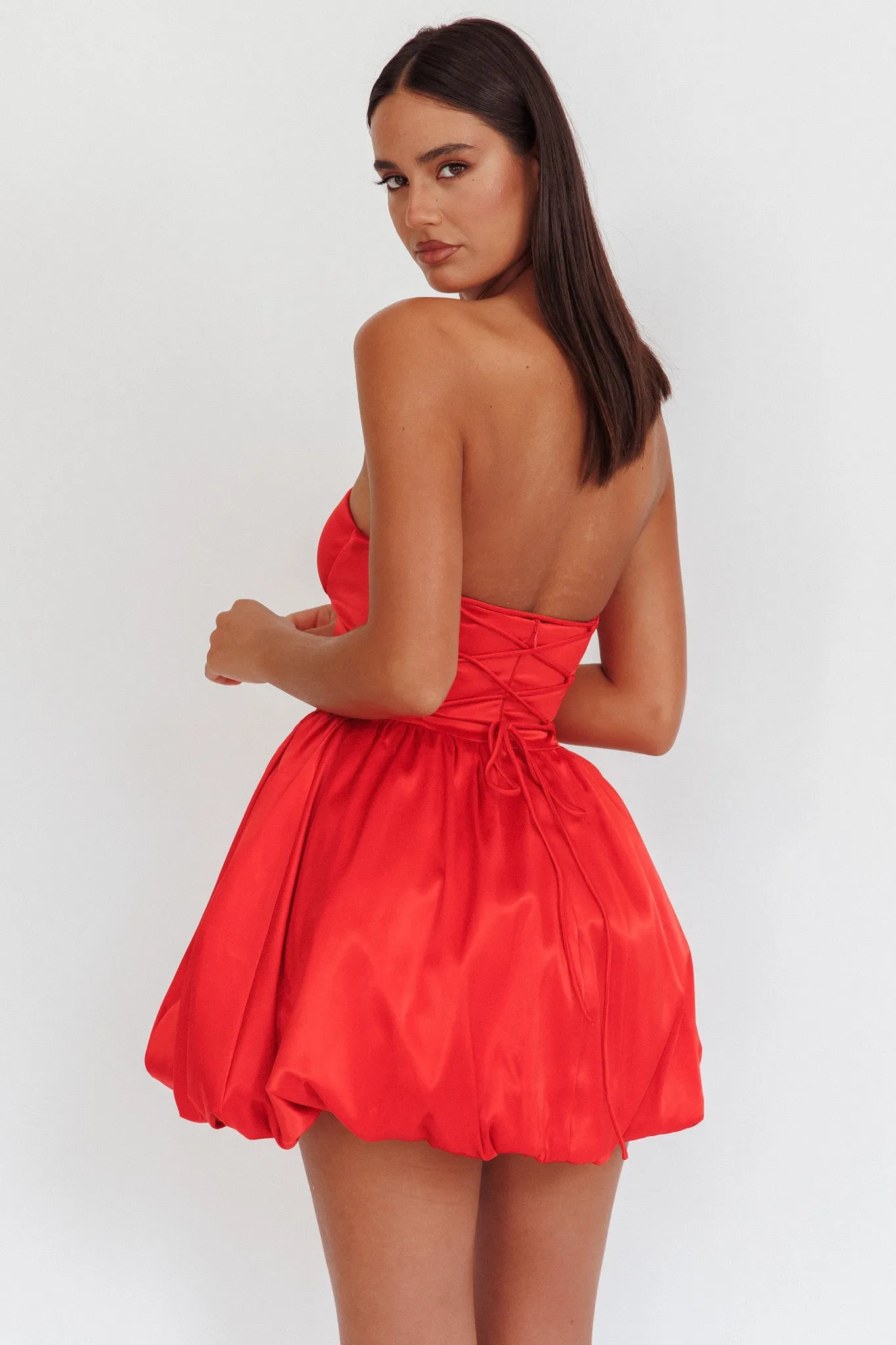 For Love Strapless Balloon Skirt Mini Dress Red sold by Selfie Leslie product image thumbnail 2