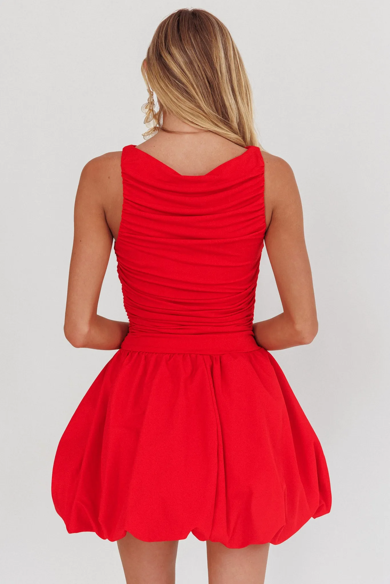 Dalayla Sleeveless Balloon Skirt Mini Dress Red sold by Selfie Leslie product image thumbnail 2