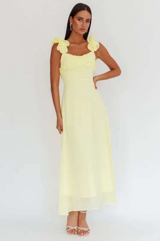 Eloquent Lace-Up Back Maxi Dress Yellow sold by Selfie Leslie