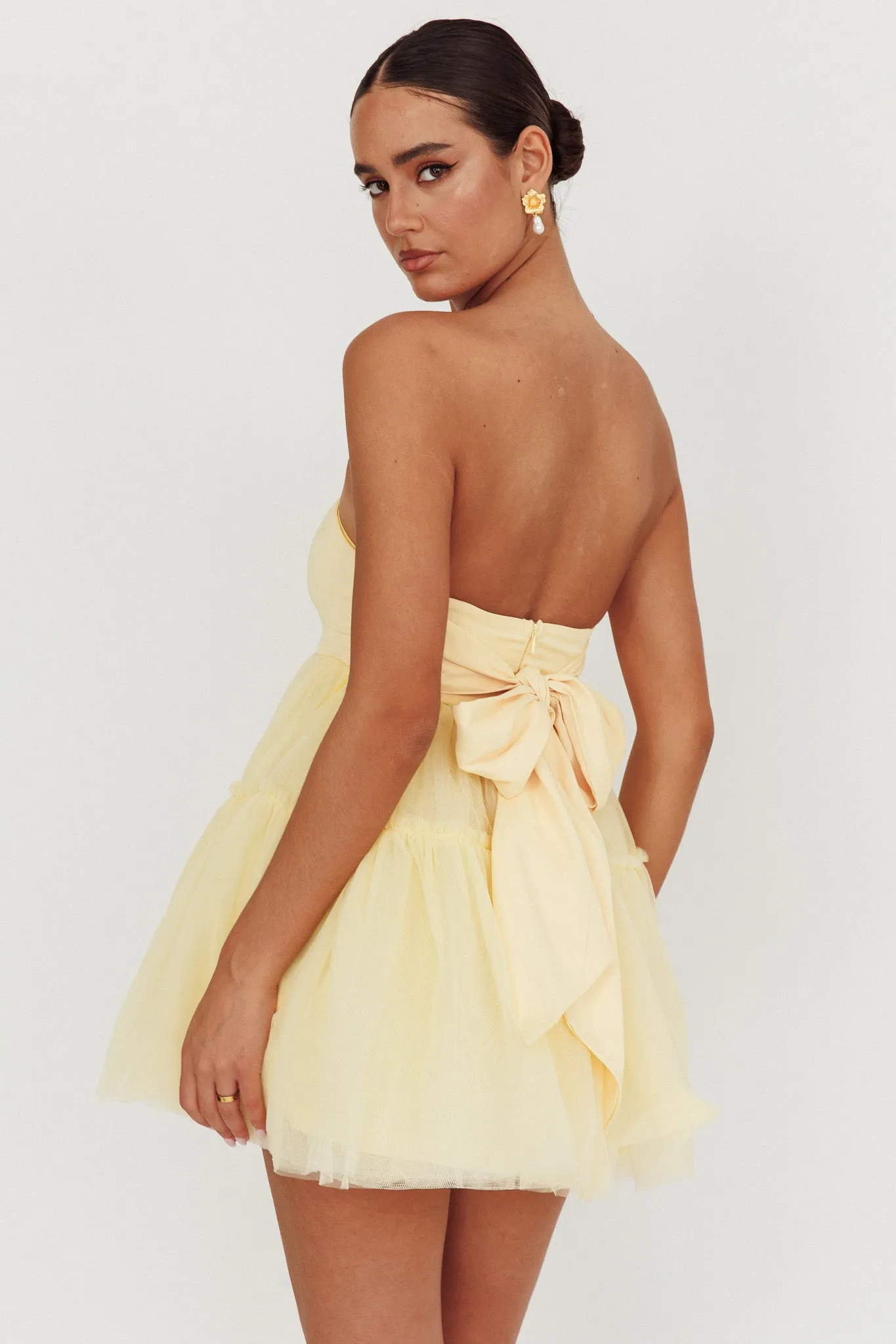 Dreamscape Strapless Tulle Mini Dress Lemon sold by Selfie Leslie product image thumbnail 2