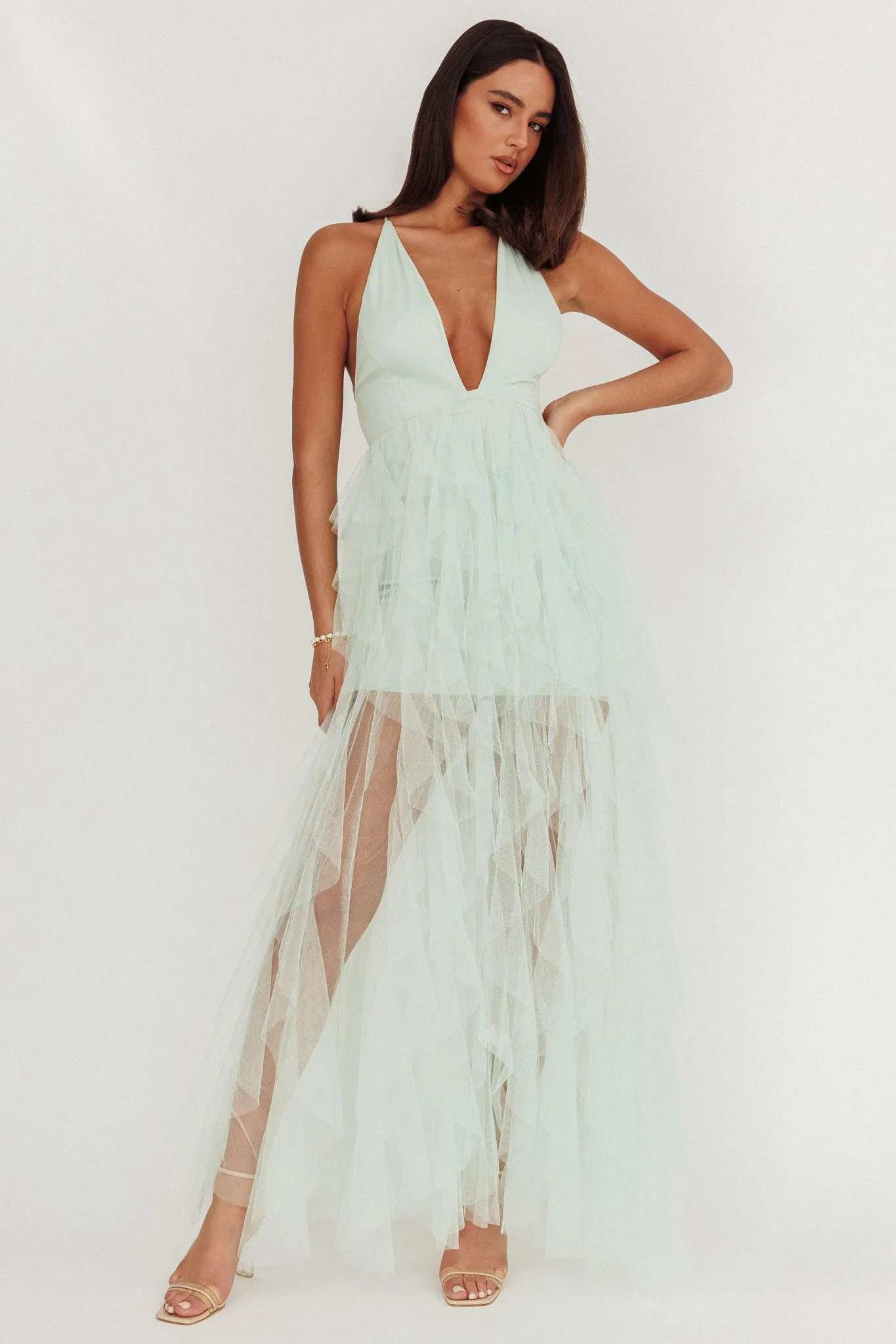 Auguste Cascading Frill Maxi Dress Mint sold by Selfie Leslie product image thumbnail 5