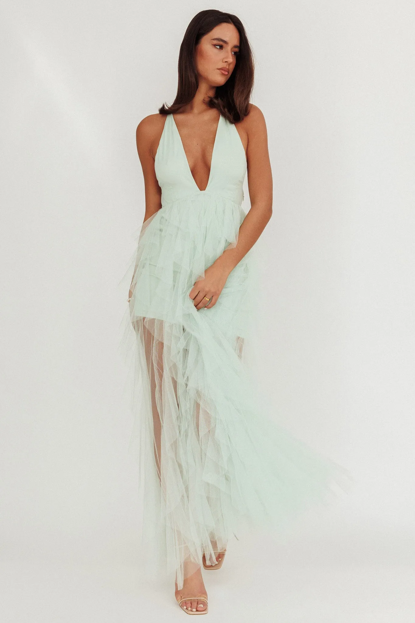 Auguste Cascading Frill Maxi Dress Mint sold by Selfie Leslie product image thumbnail 4