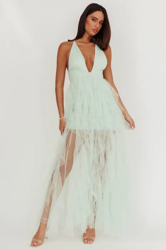 Auguste Cascading Frill Maxi Dress Mint sold by Selfie Leslie