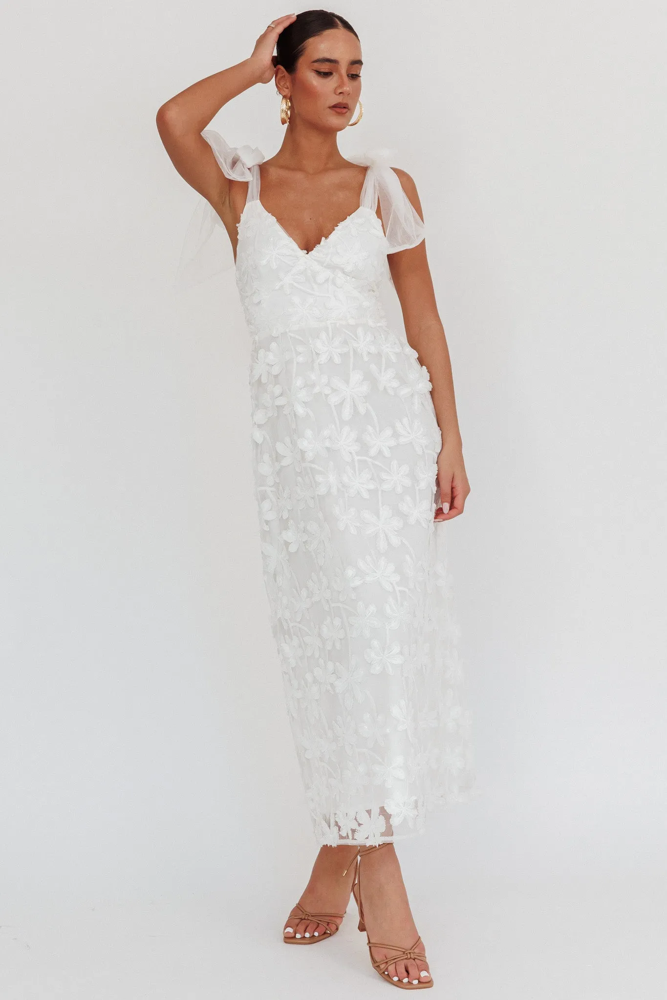 Mykonos Morning Tied Shoulder Tree Maxi Dress White sold by Selfie Leslie product image thumbnail 5