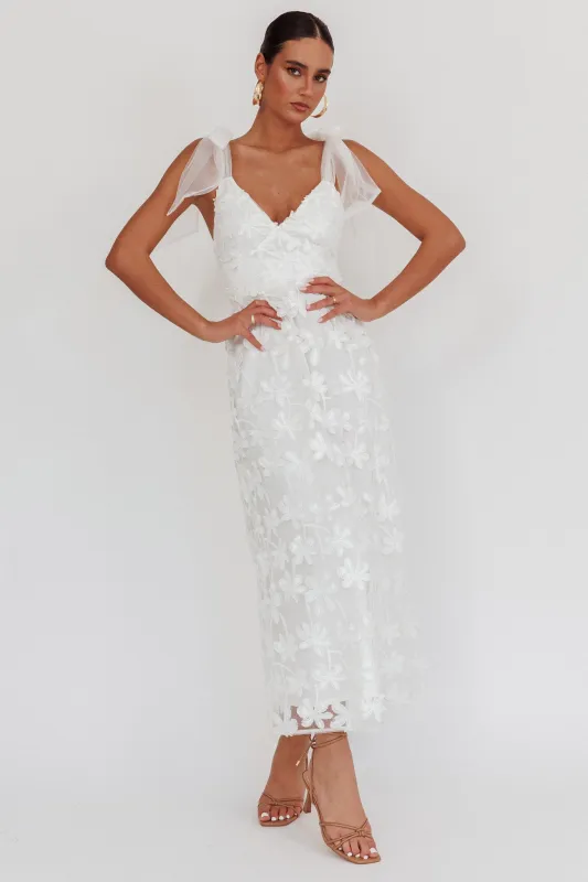 Mykonos Morning Tied Shoulder Tree Maxi Dress White sold by Selfie Leslie
