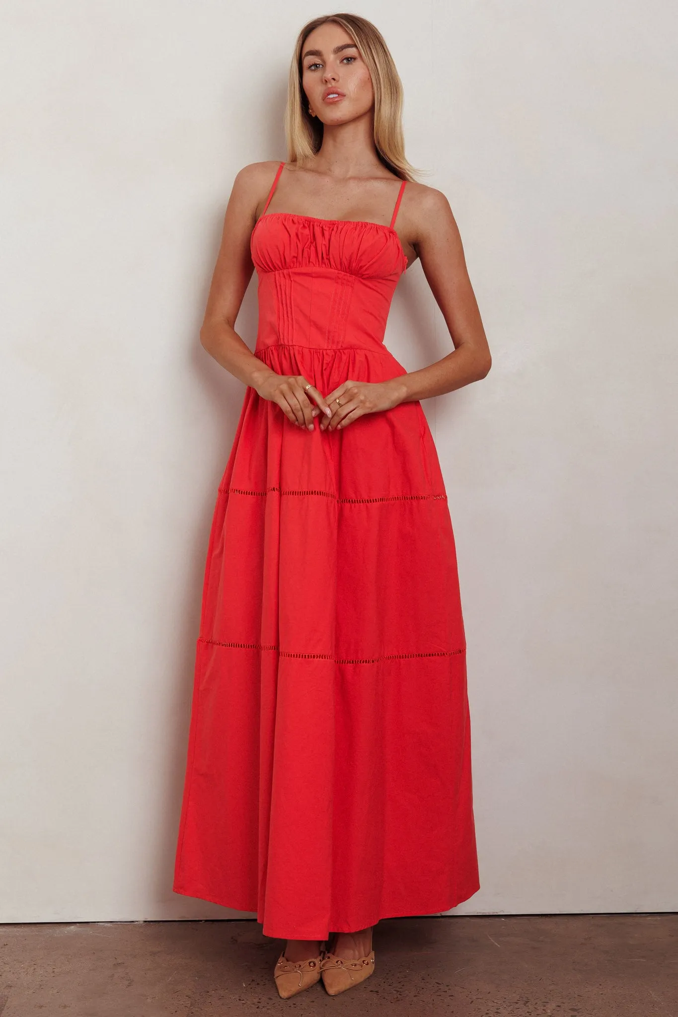 Heavenly Glow Gathered Bust A-Line Maxi Dress Red sold by Selfie Leslie product image thumbnail 5