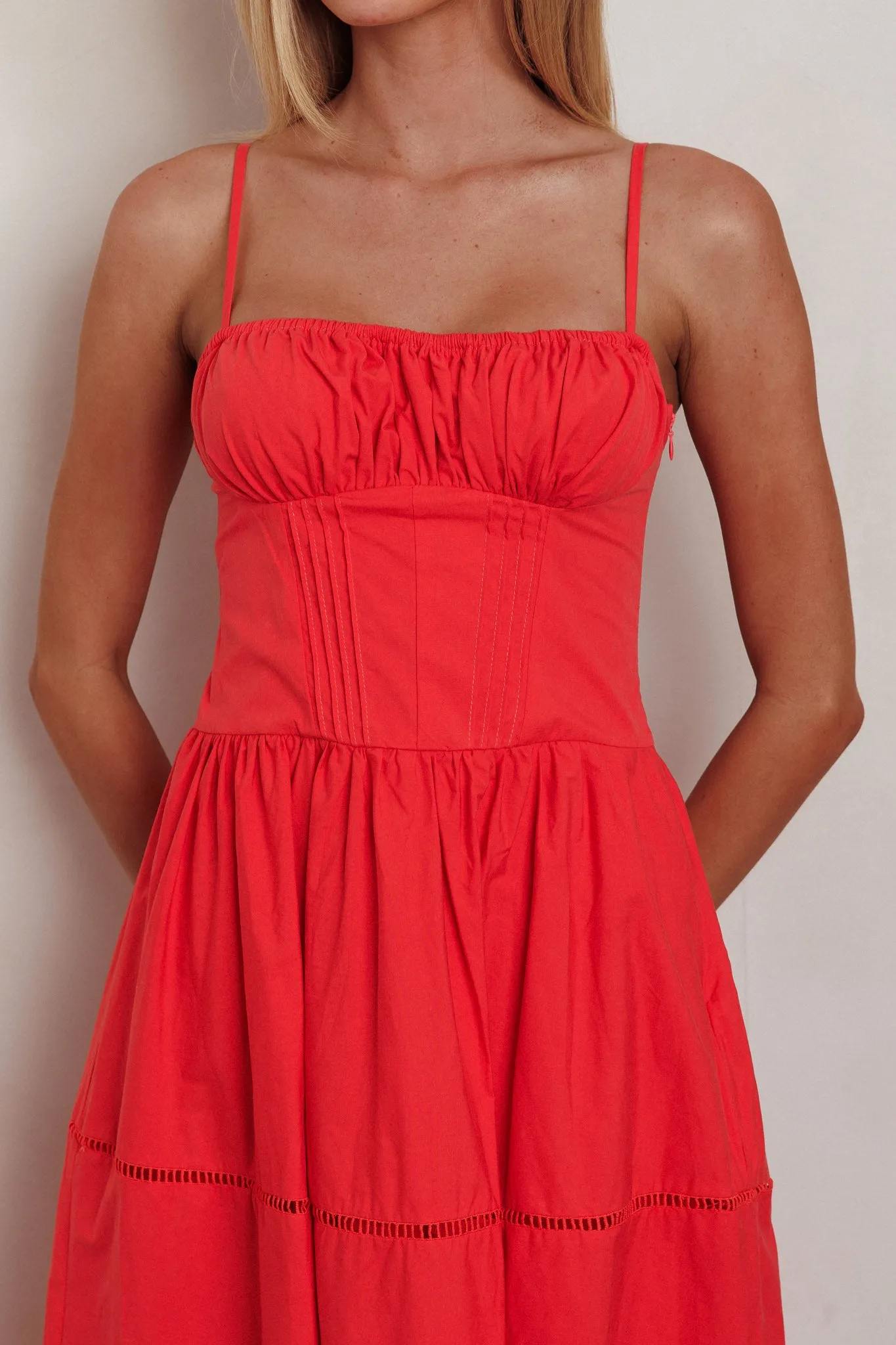 Heavenly Glow Gathered Bust A-Line Maxi Dress Red sold by Selfie Leslie product image thumbnail 3