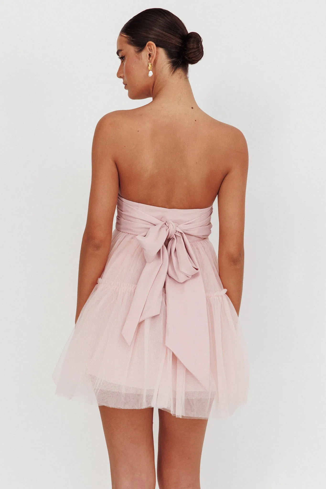 Dreamscape Strapless Tulle Mini Dress Blush sold by Selfie Leslie