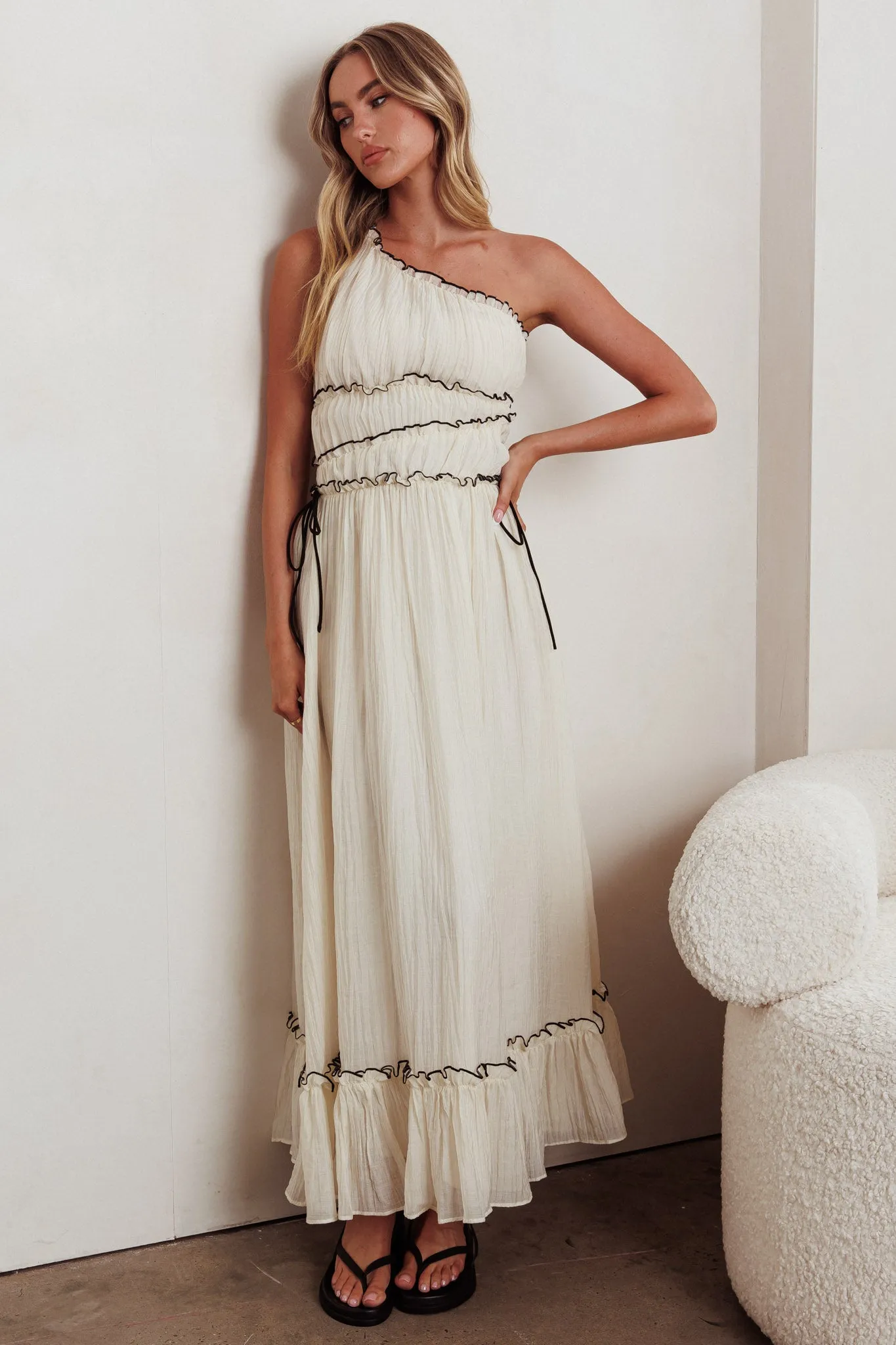 Ballad One-Shoulder Maxi Dress Cream sold by Selfie Leslie product image thumbnail 5