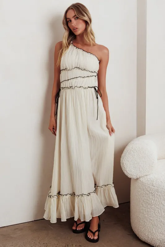 Ballad One-Shoulder Maxi Dress Cream sold by Selfie Leslie