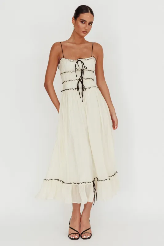 Maidens Tie Accent Maxi Dress Cream sold by Selfie Leslie