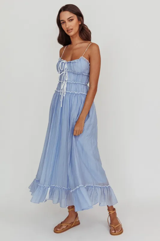 Maidens Tie Accent Maxi Dress Cloud Blue sold by Selfie Leslie