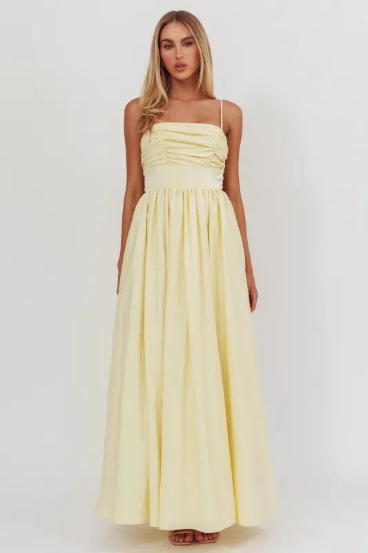 Love Songs Back Bow Maxi Dress Butter sold by Selfie Leslie