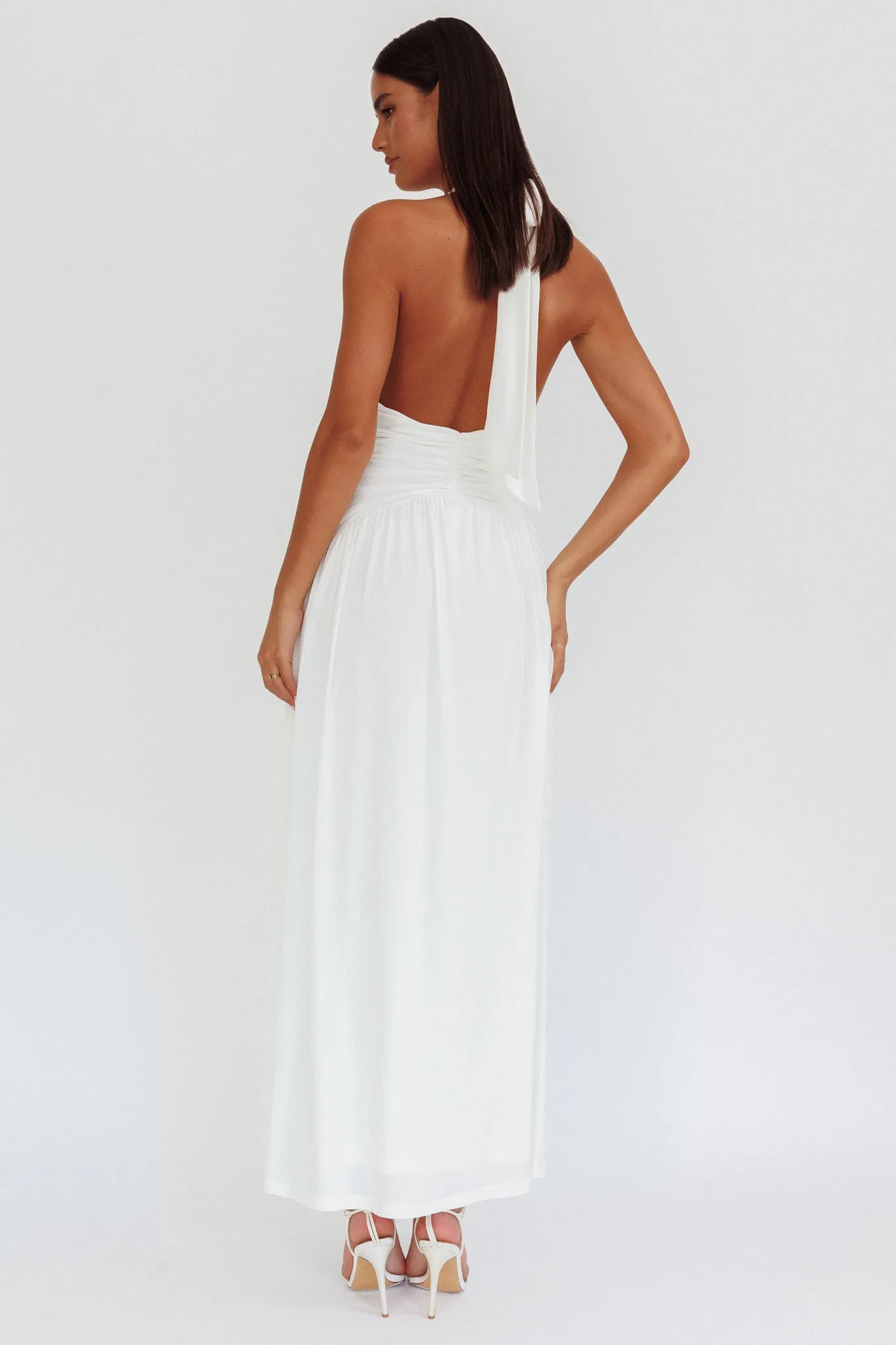 Italia Azure Gathered Waist Maxi Dress White sold by Selfie Leslie product image thumbnail 2