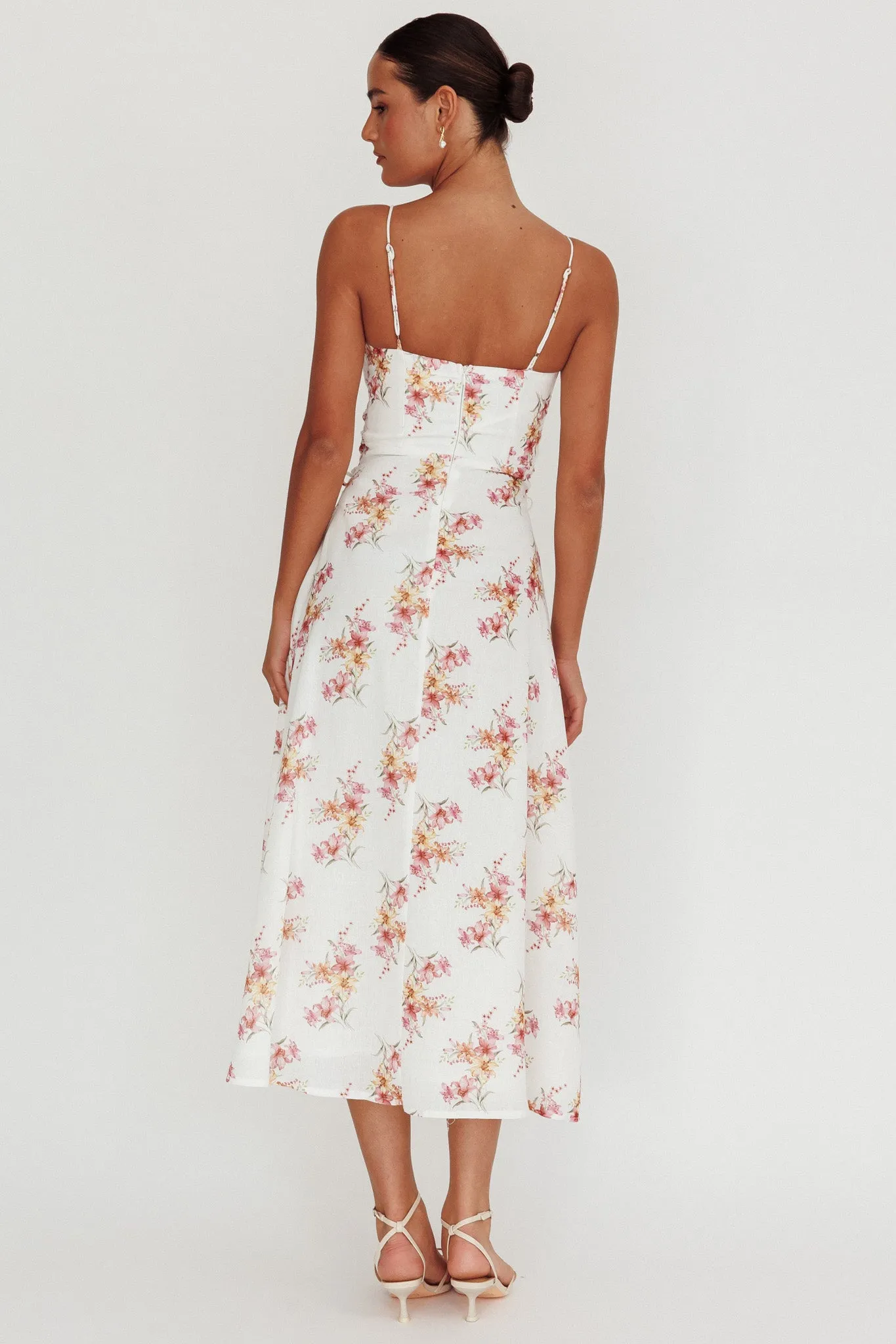 Kalaya Lace-Up Waist Midi Dress Floral sold by Selfie Leslie product image thumbnail 3