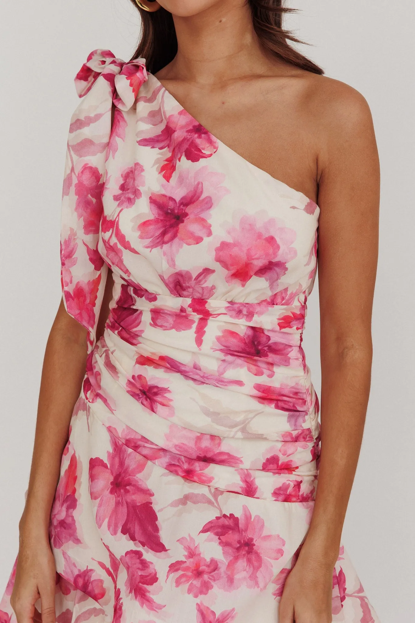 Kenny One Shoulder Tiered Floral Maxi Dress Pink sold by Selfie Leslie product image thumbnail 3