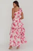 Kenny One Shoulder Tiered Floral Maxi Dress Pink sold by Selfie Leslie