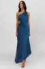 Amelie One-Shoulder Accordion Pleat Maxi Dress Teal sold by Selfie Leslie