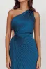 Amelie One-Shoulder Accordion Pleat Maxi Dress Teal sold by Selfie Leslie