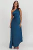 Amelie One-Shoulder Accordion Pleat Maxi Dress Teal sold by Selfie Leslie