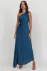 Amelie One-Shoulder Accordion Pleat Maxi Dress Teal sold by Selfie Leslie