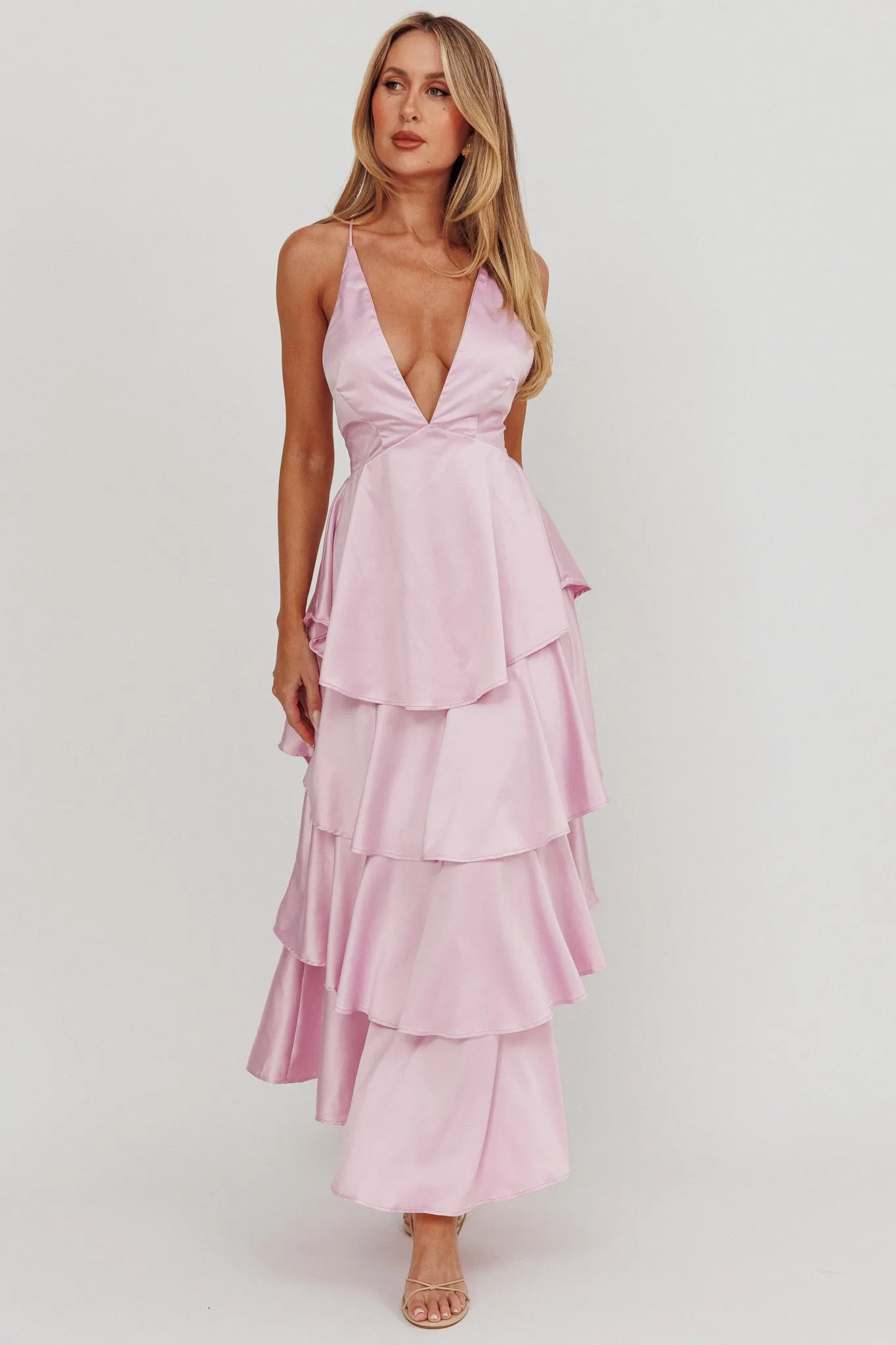 Auguste Tiered Frill Strappy Back Dress Lilac sold by Selfie Leslie product image thumbnail 5