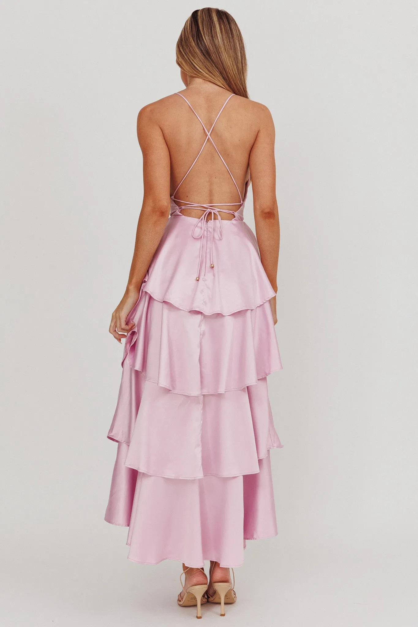 Auguste Tiered Frill Strappy Back Dress Lilac sold by Selfie Leslie product image thumbnail 2
